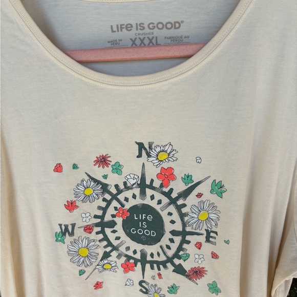 Life Is Good Tops - Life Is Good Women's Cream Floral Compass Crusher Tee